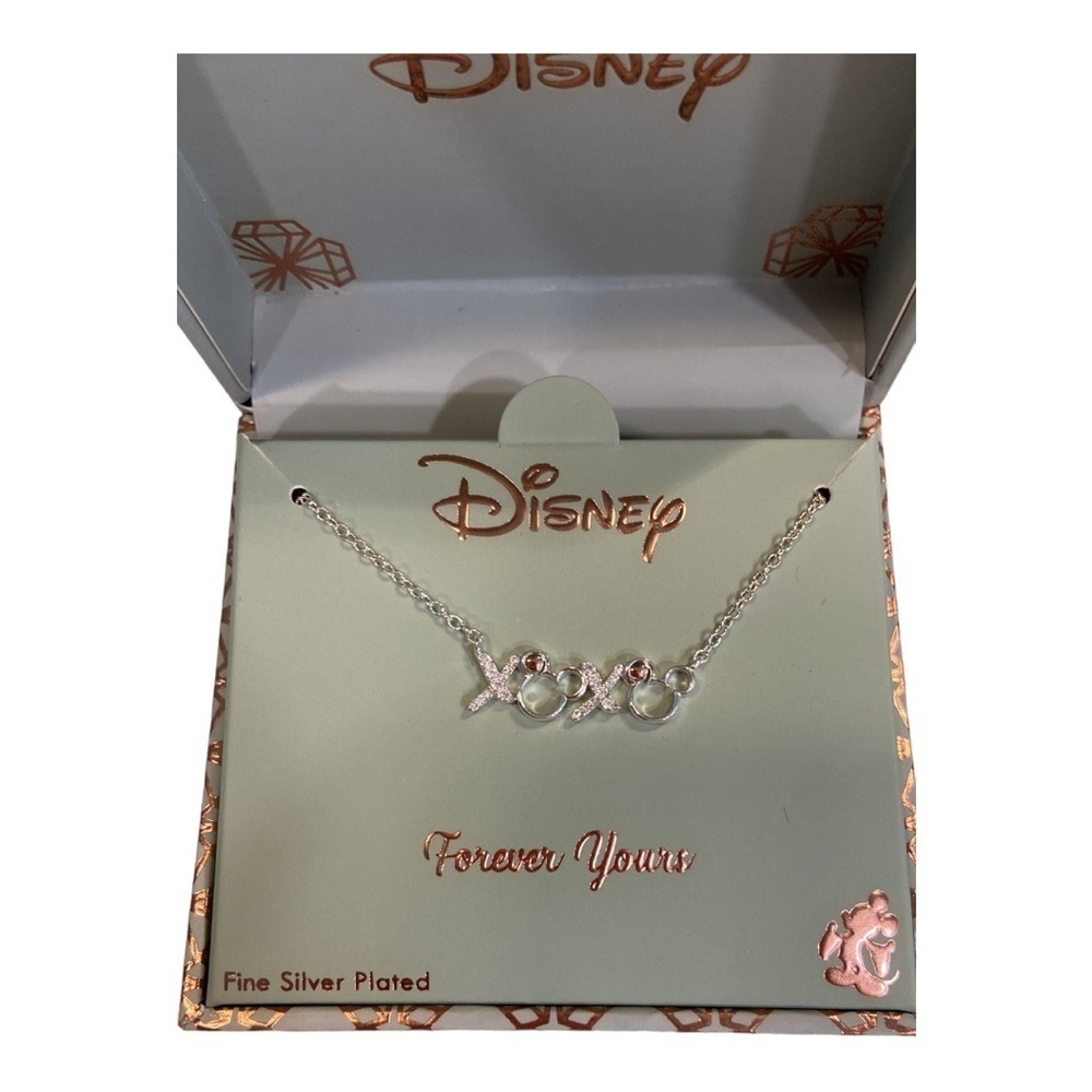DISNEY Mickey Mouse XOXO Forever Yours 18” Fine Silver Plated Necklace Necklace - Picture 4 of 8